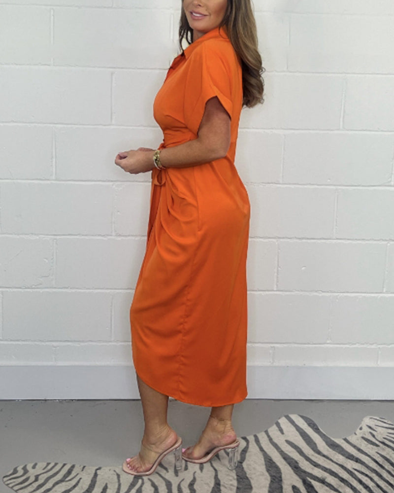 🎇ELEGANTE VESTIDO PLISADO CON CUELLO CAMISERO🎇