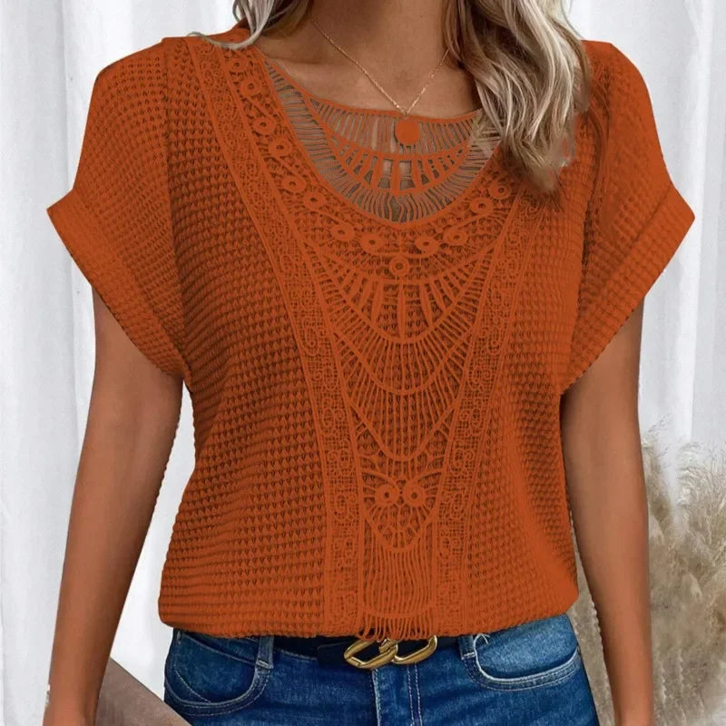Camiseta de encaje muy elegante Primavera/Verano