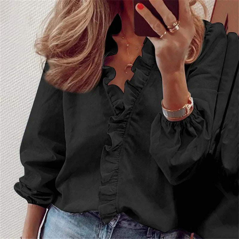 🌈Blusa Elegante de manga larga con volantes🌈