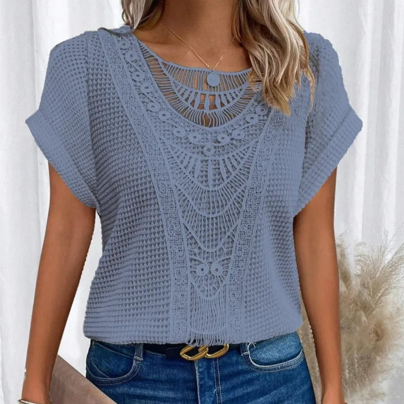 Camiseta de encaje muy elegante Primavera/Verano