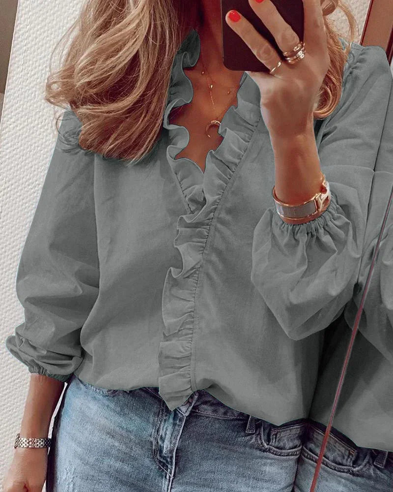 🌈Blusa Elegante de manga larga con volantes🌈