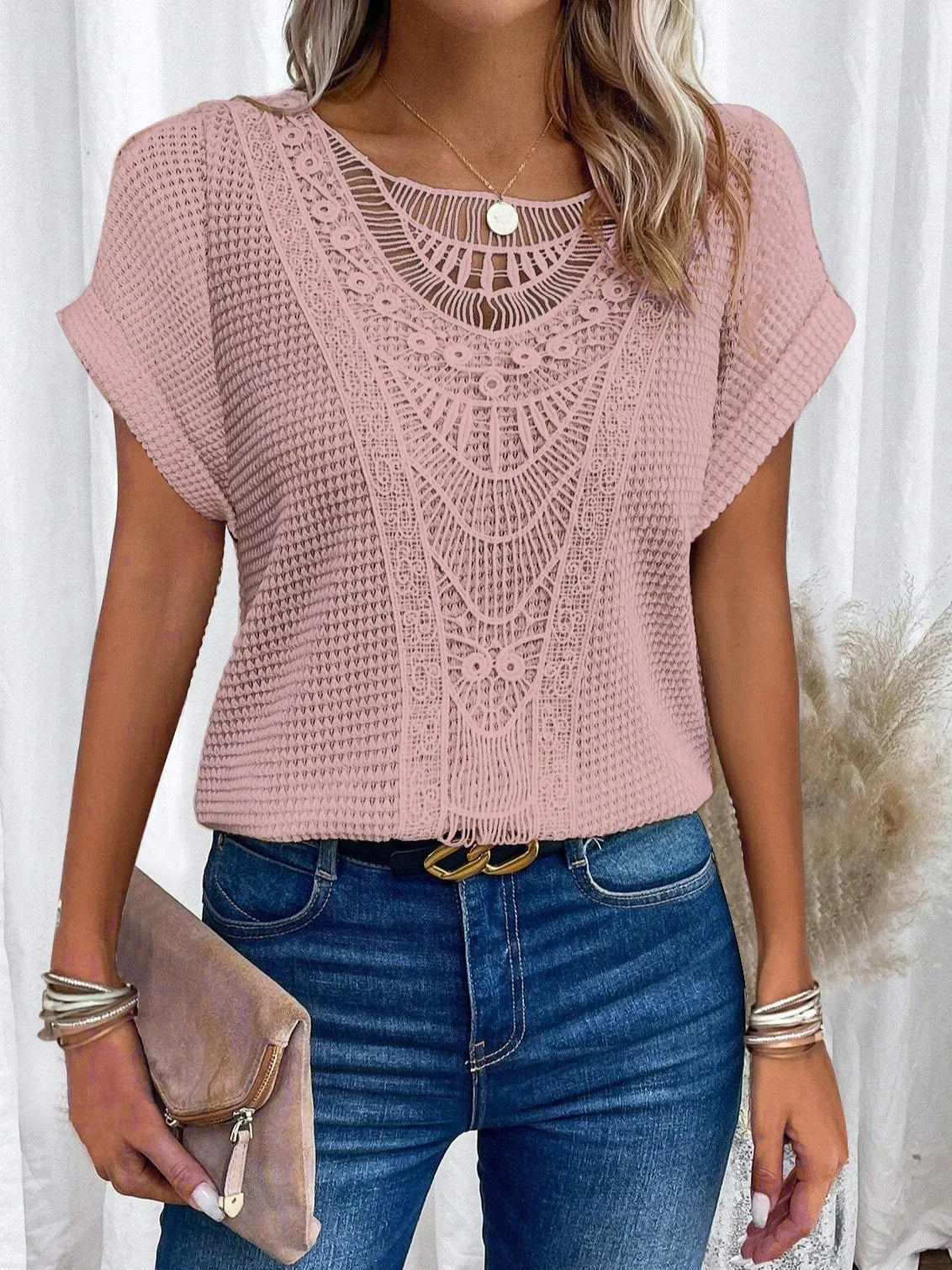 Camiseta de encaje muy elegante Primavera/Verano
