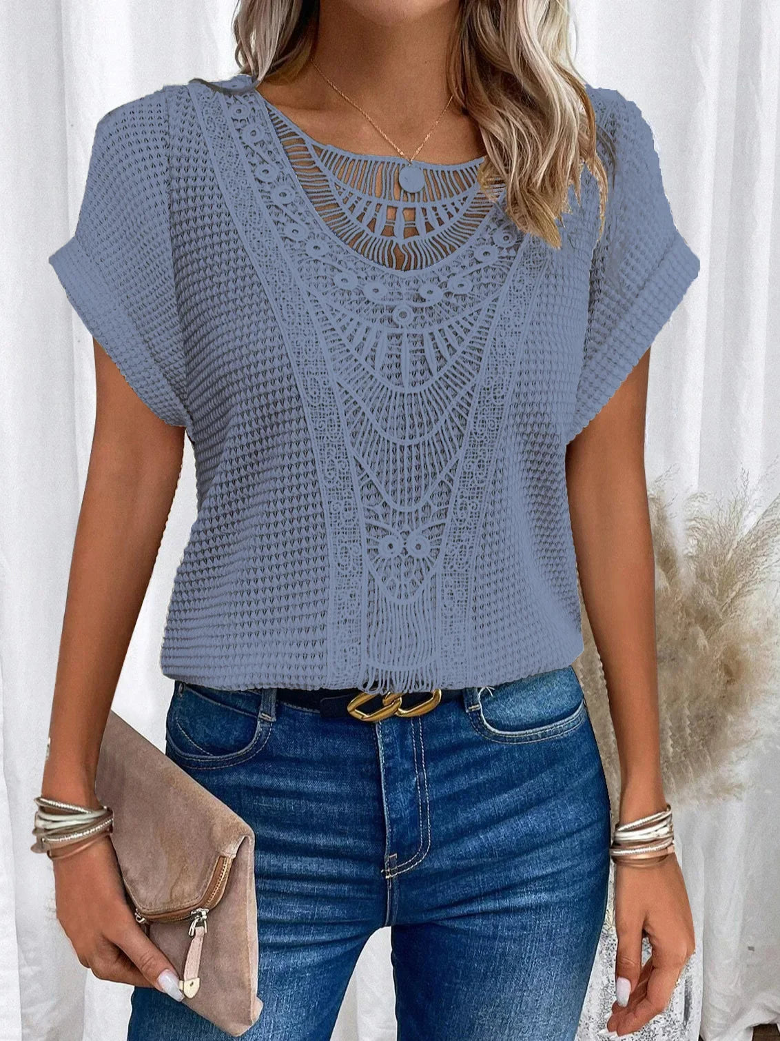 Camiseta de encaje muy elegante Primavera/Verano