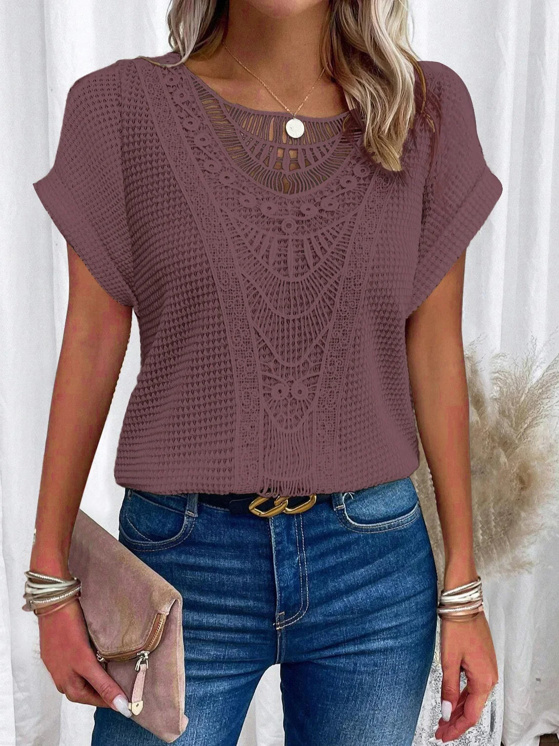 Camiseta de encaje muy elegante Primavera/Verano