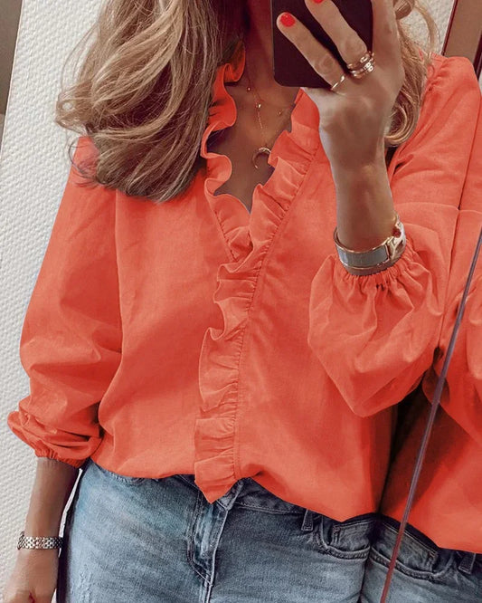 🌈Blusa Elegante de manga larga con volantes🌈